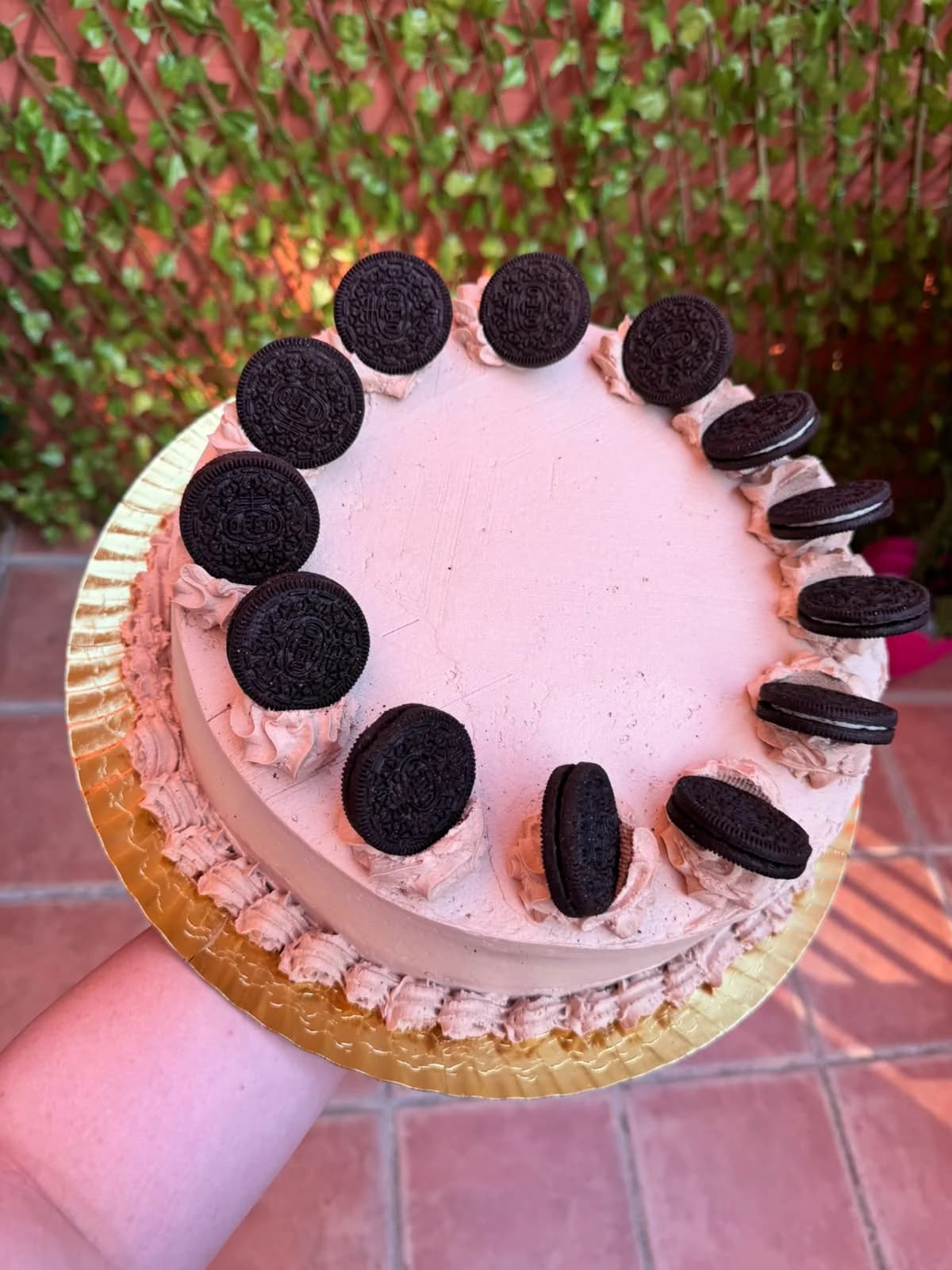 Tarta rosa con Oreo